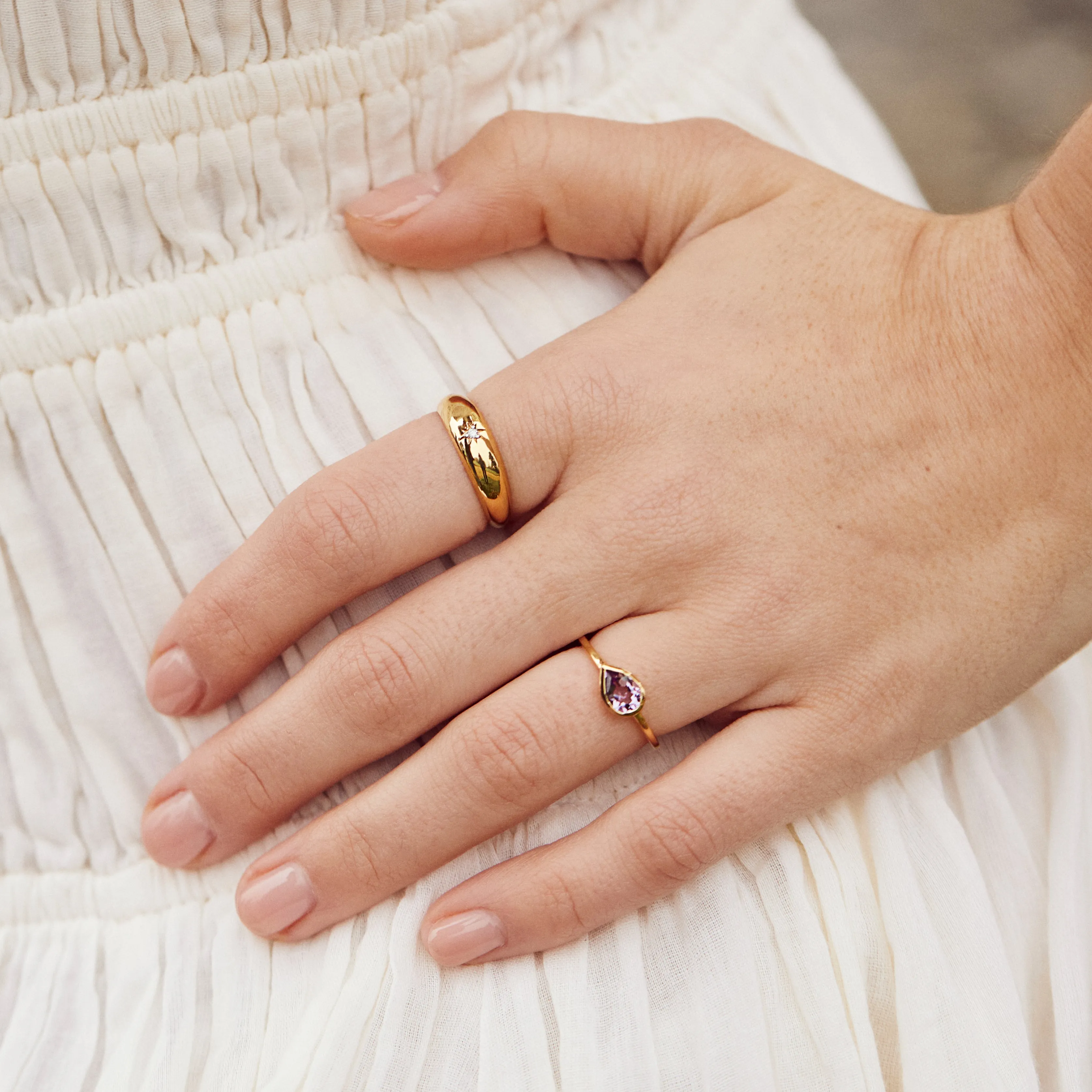 Margot Pink Amethyst Pear Ring