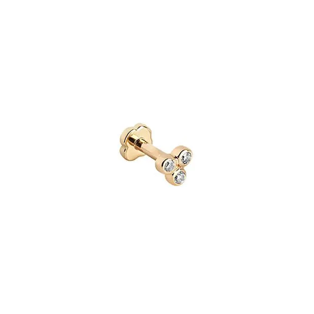 MBF Diamond Triad Small Labret, 14k Gold