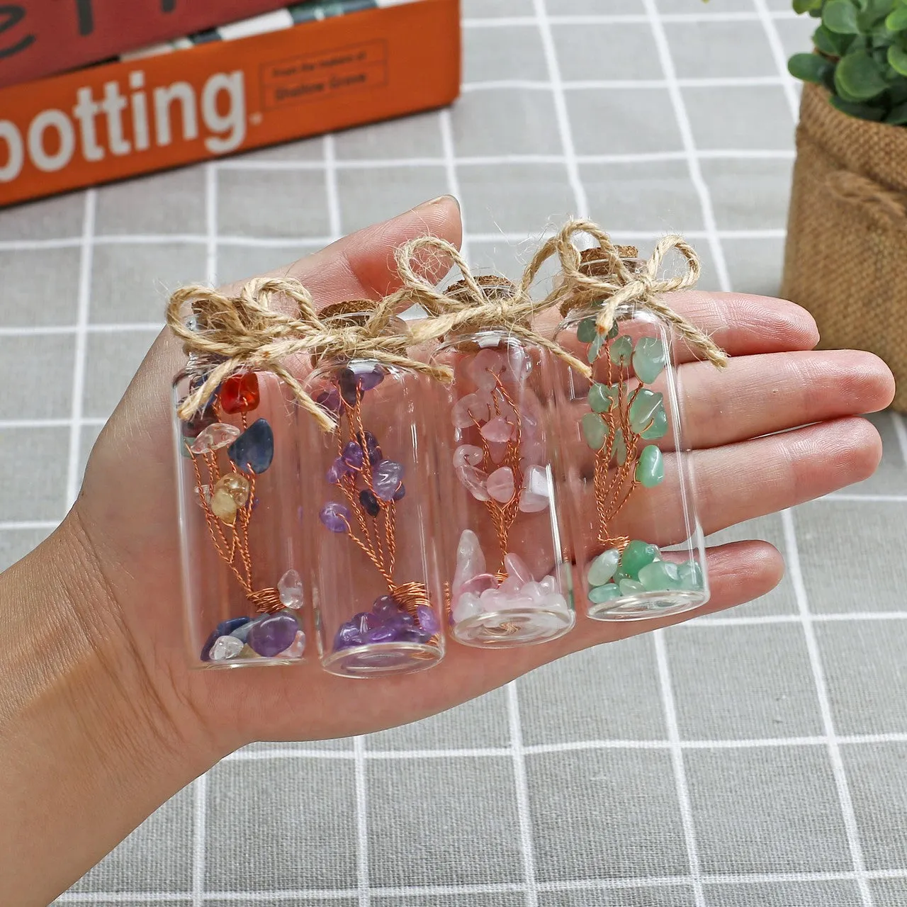 Mini Crystal Money Tree Wishing Bottles 4 Pack | Jovivi