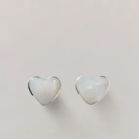 MOP Voluptuous Heart Earring Small, Silver