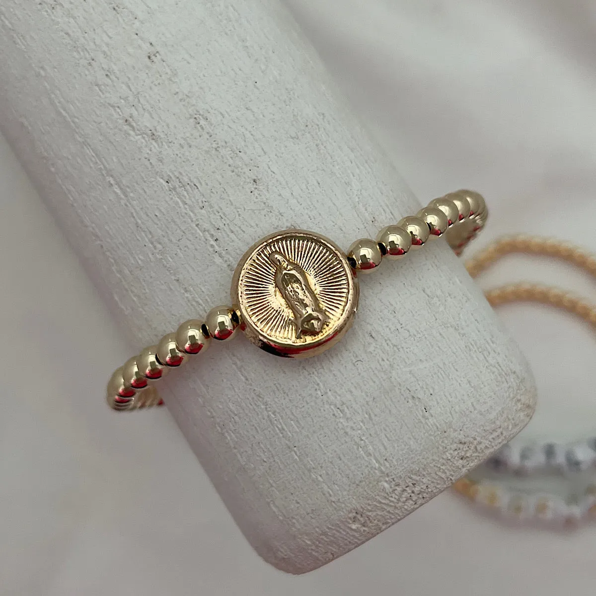 Mother Mary Classic Bead Bracelet Gold Fill