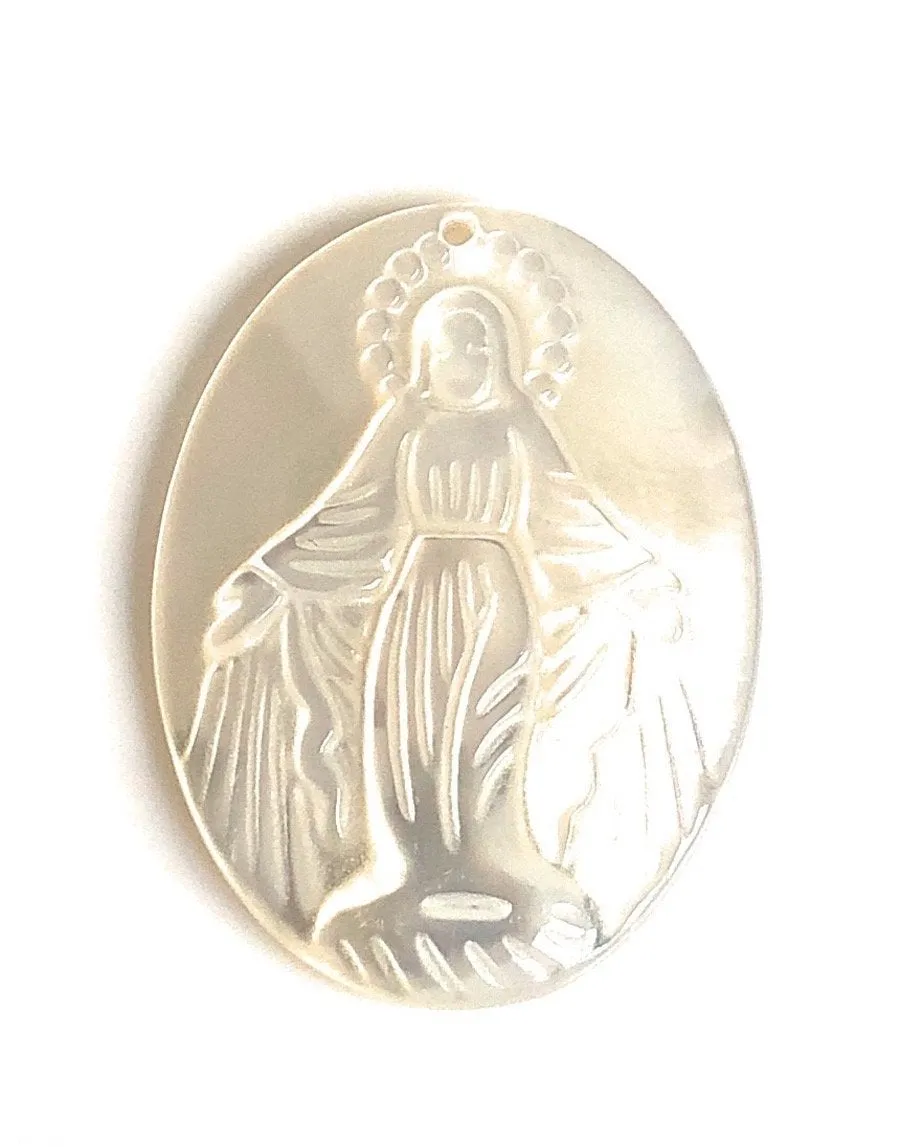 Mother of Pearl Miraculous Medal, Virgen de La Milagrosa, Virgin Mary Shell Pendant, Virgin Mary Charm, Madre Perla, Virgin Mary Jewelry