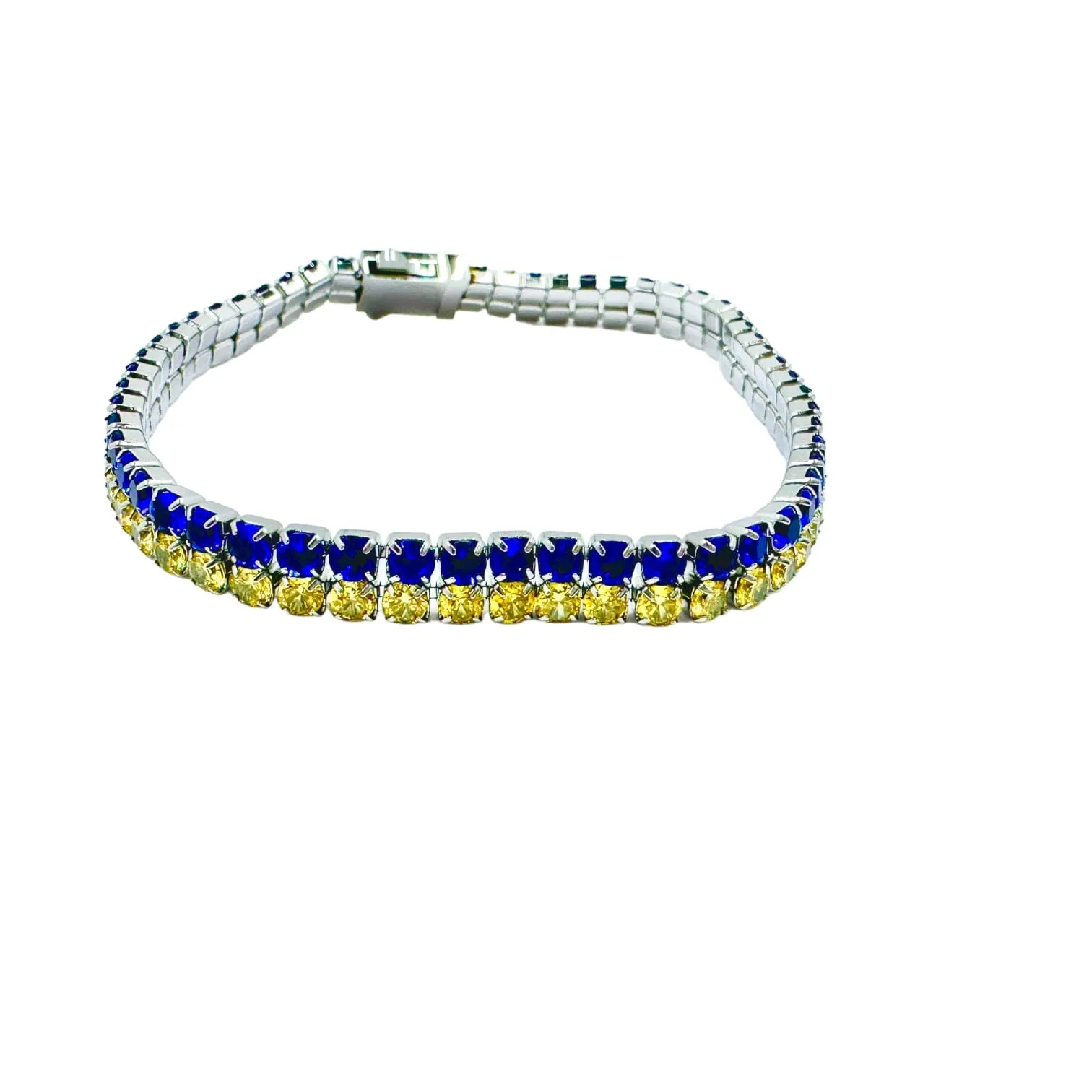 Nara Double Row Cubic Zirconia Tennis Bracelet Blue and Yellow