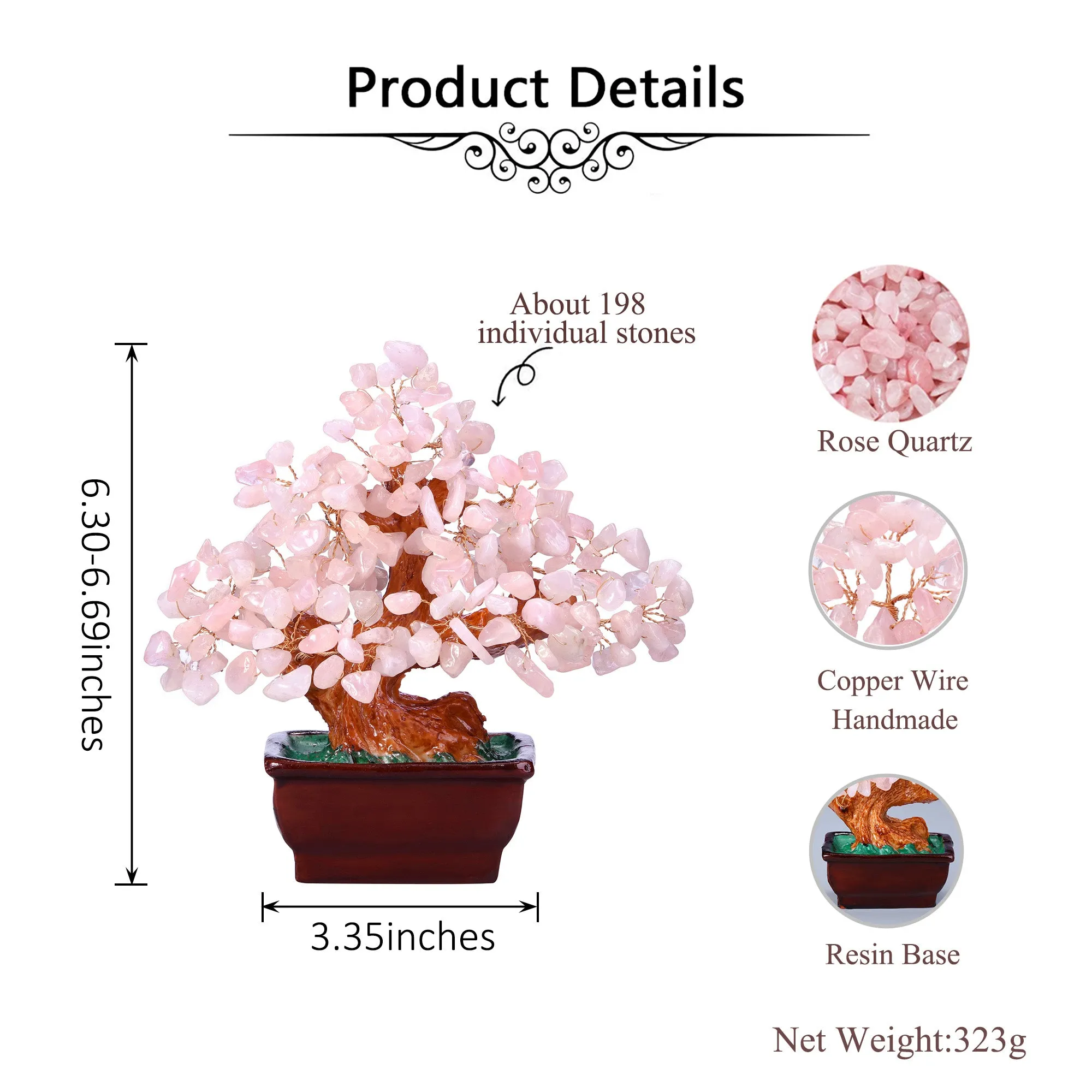 Natural Crystals Money Tree Feng Shui Ornament 6.3'' | Jovivi