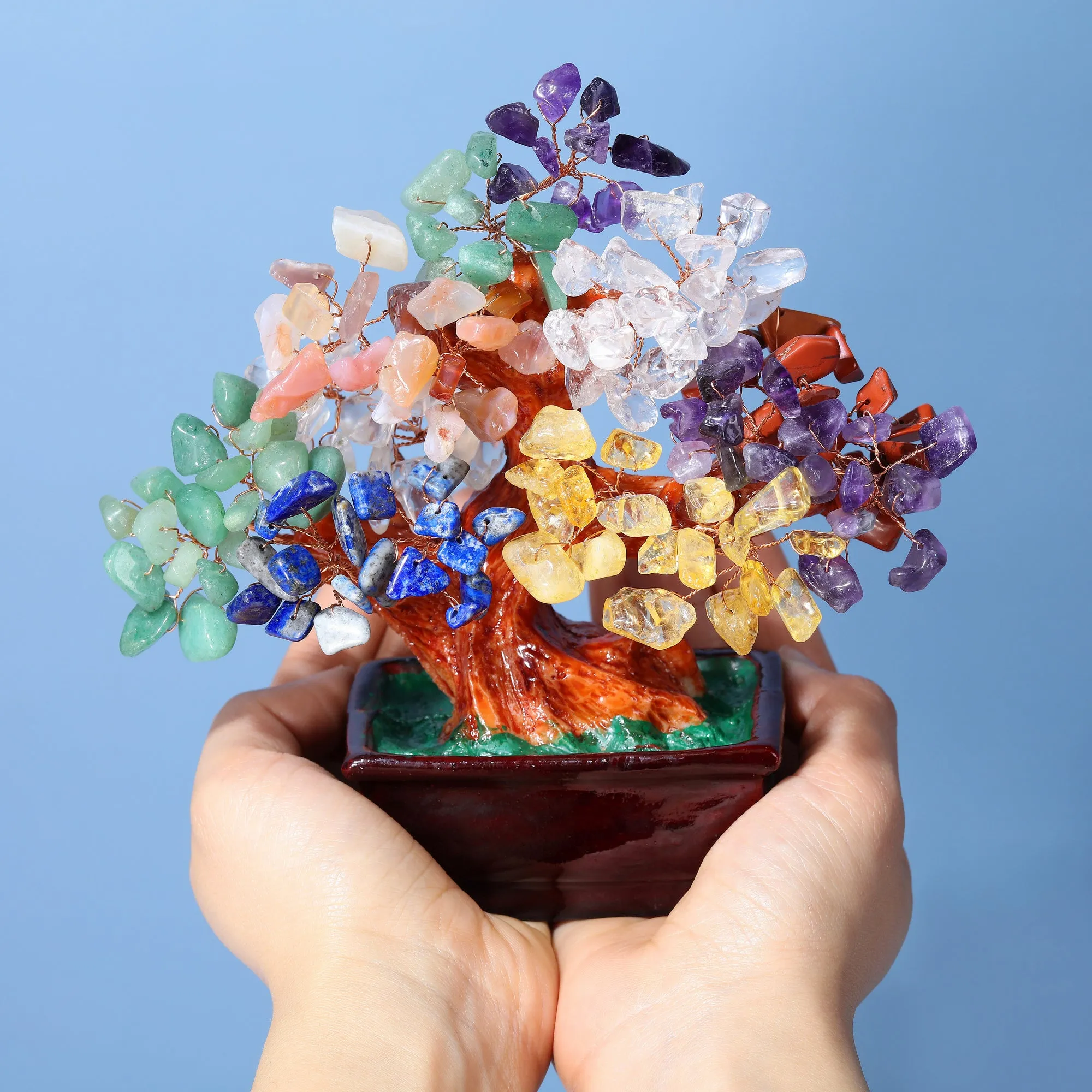 Natural Crystals Money Tree Feng Shui Ornament 6.3'' | Jovivi