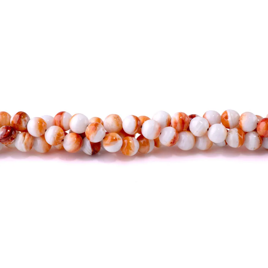 Orange Spiney Oyster 8mm Round - 15-16 Inch