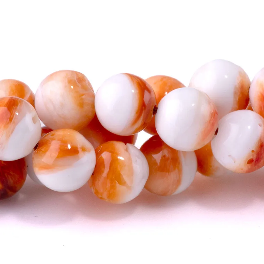 Orange Spiney Oyster 8mm Round - 15-16 Inch