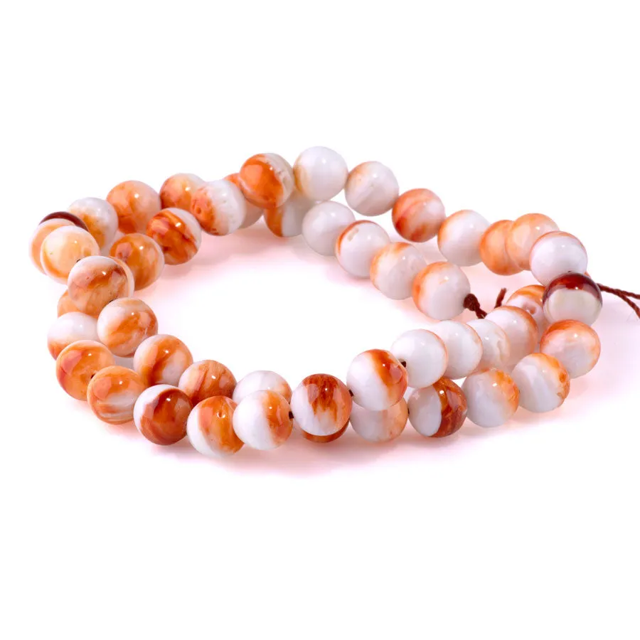 Orange Spiney Oyster 8mm Round - 15-16 Inch