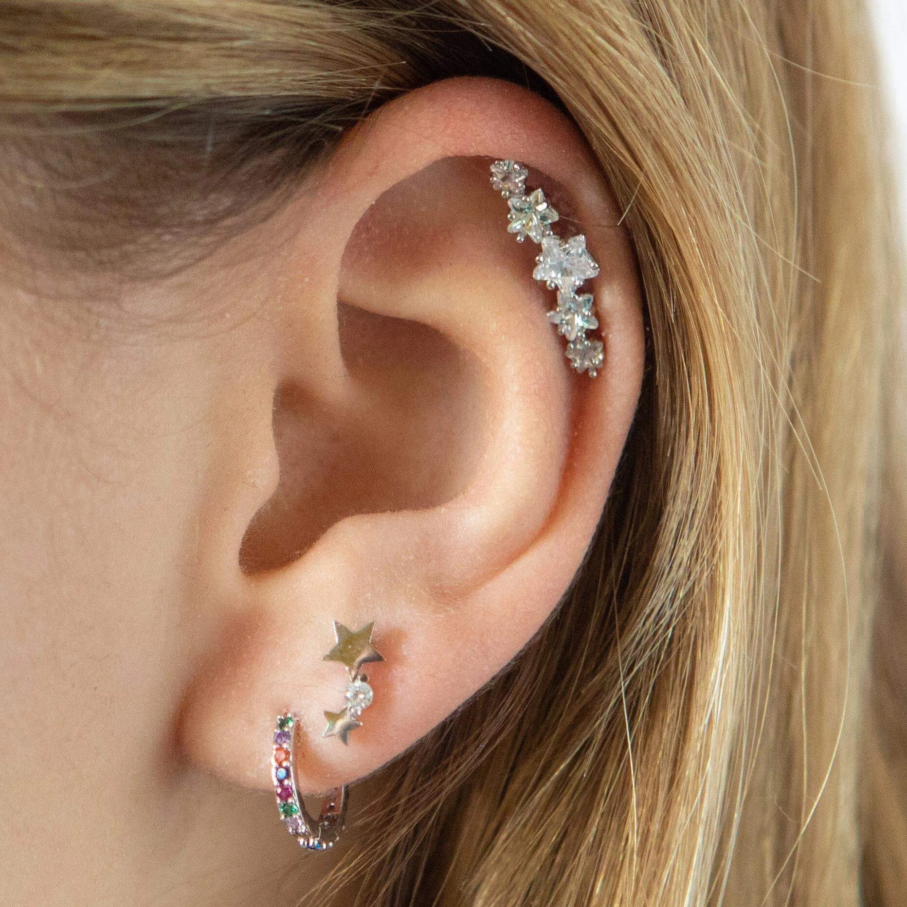 Orion Star Piercing Barbell Ball Back Earrings Sleeper Earrings