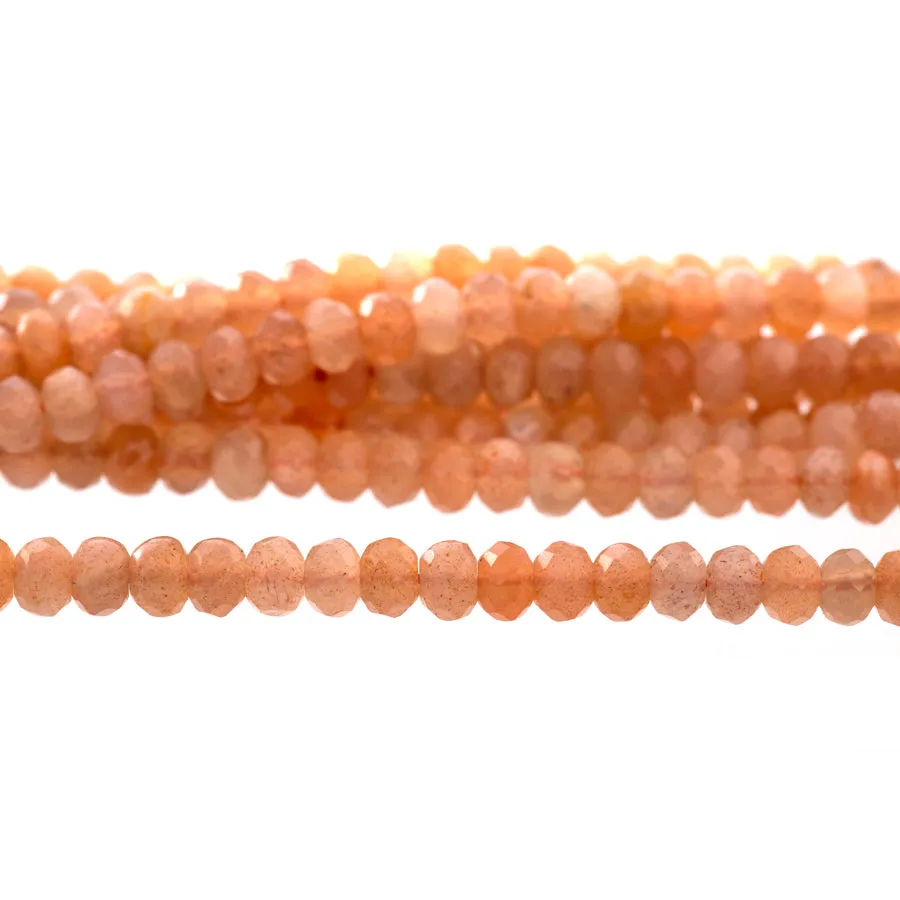 Peach Moonstone 4mm Rondelle Faceted A Grade - 15-16 Inch