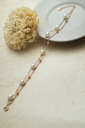 Pearl Festivity Rose Gold Plated Sterling Silver Chain Bracelet