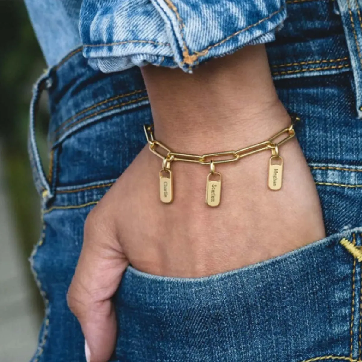 Personalized Unassailable Chain Bracelet in 14kt Gold Over Sterling Silver