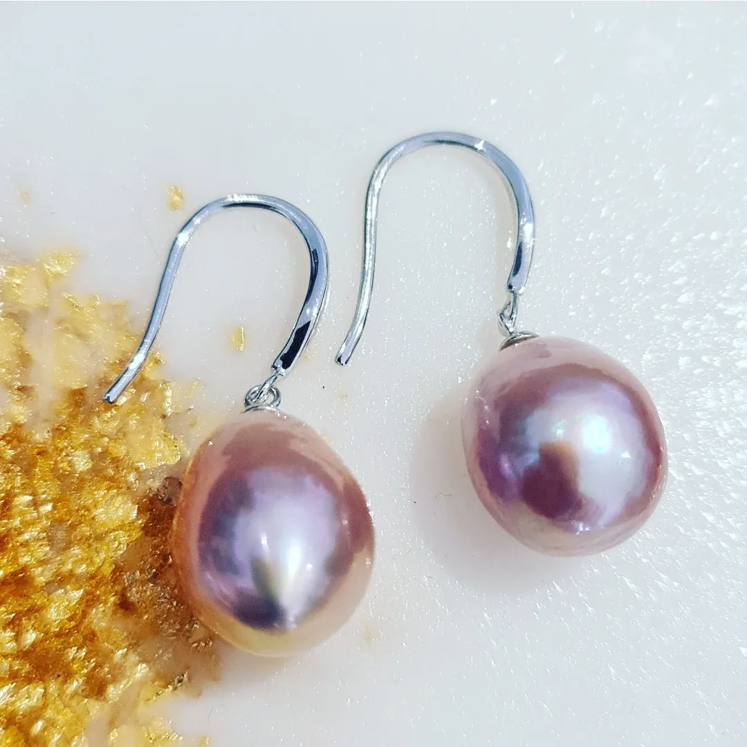 Pink Freshwater Pearl drop earrings Silver