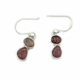 Pink Tourmaline Silver Boho Earrings