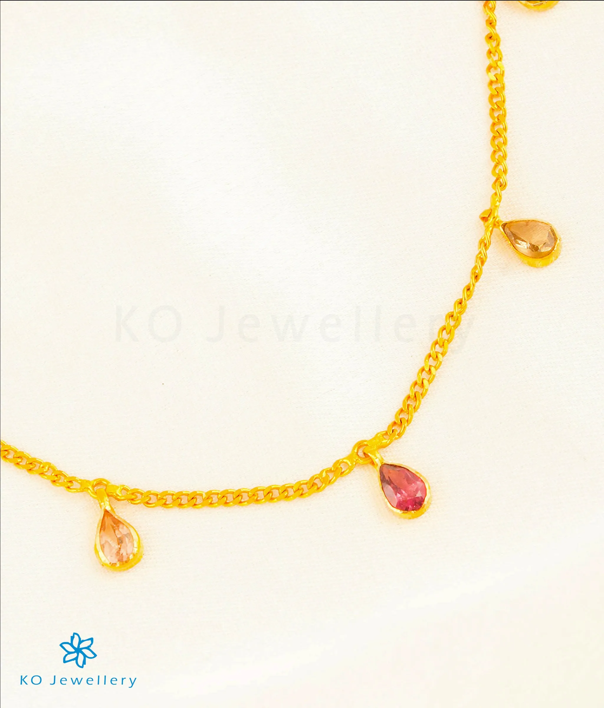 Precious Tourmaline Teardrop Necklace in 22KT Gold