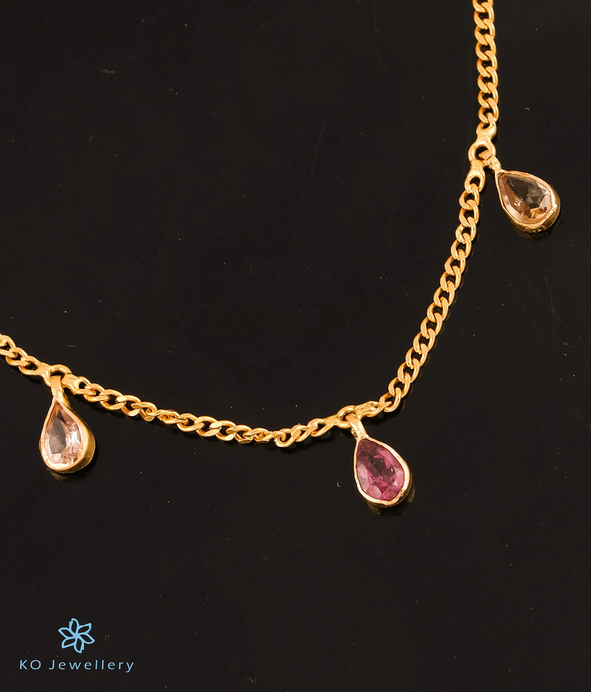 Precious Tourmaline Teardrop Necklace in 22KT Gold