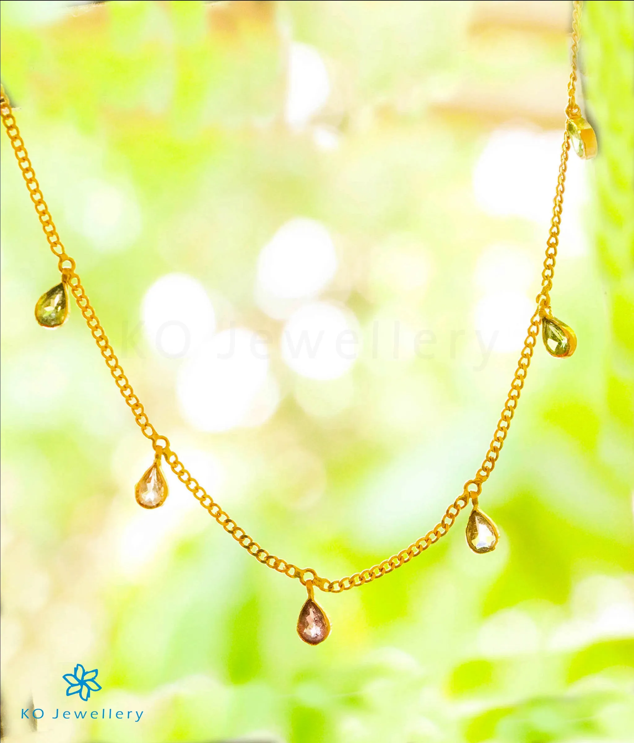 Precious Tourmaline Teardrop Necklace in 22KT Gold