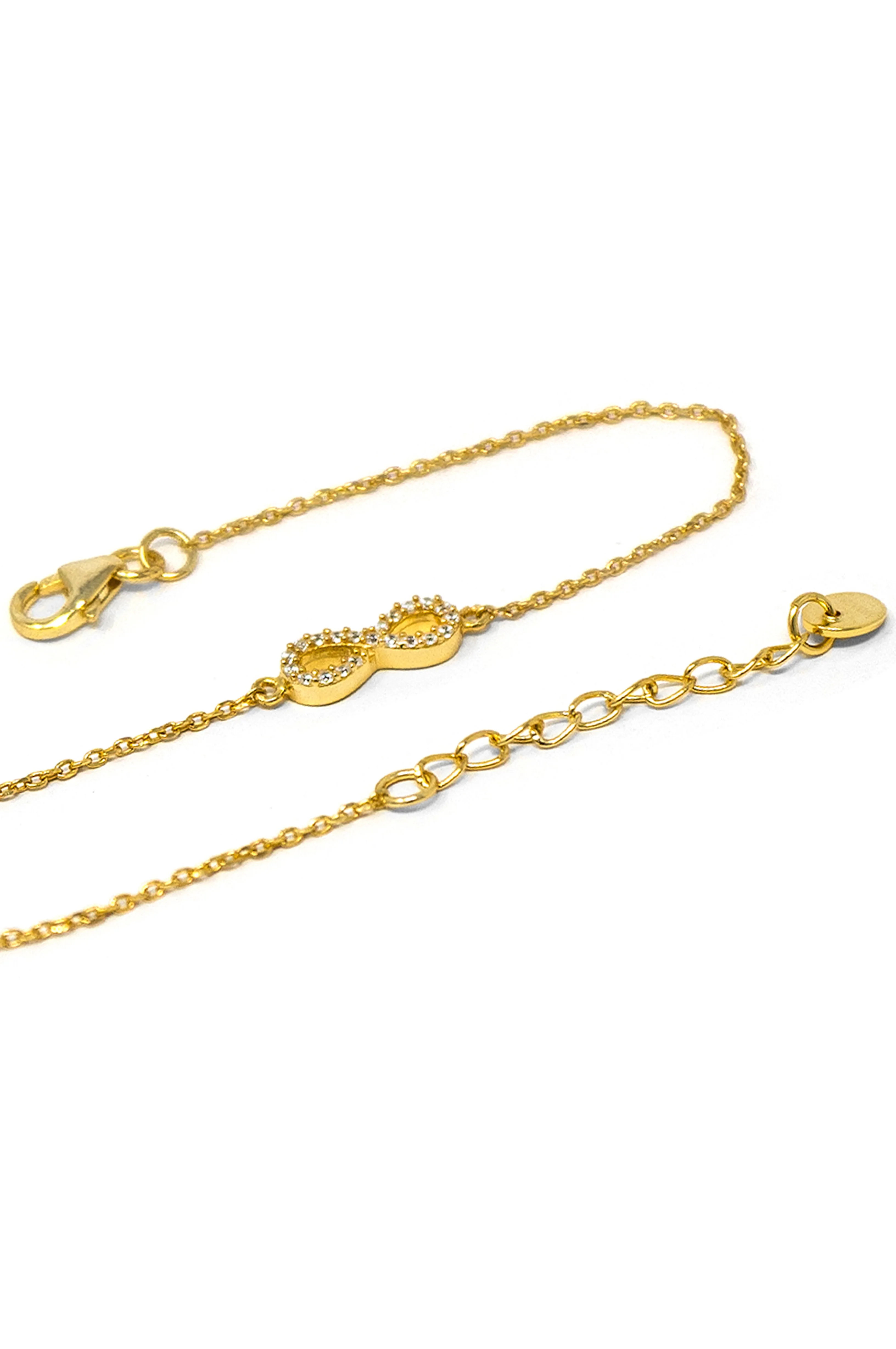 Pretty Tiny Infinity Gold Plated Sterling Silver Chain Bracelet