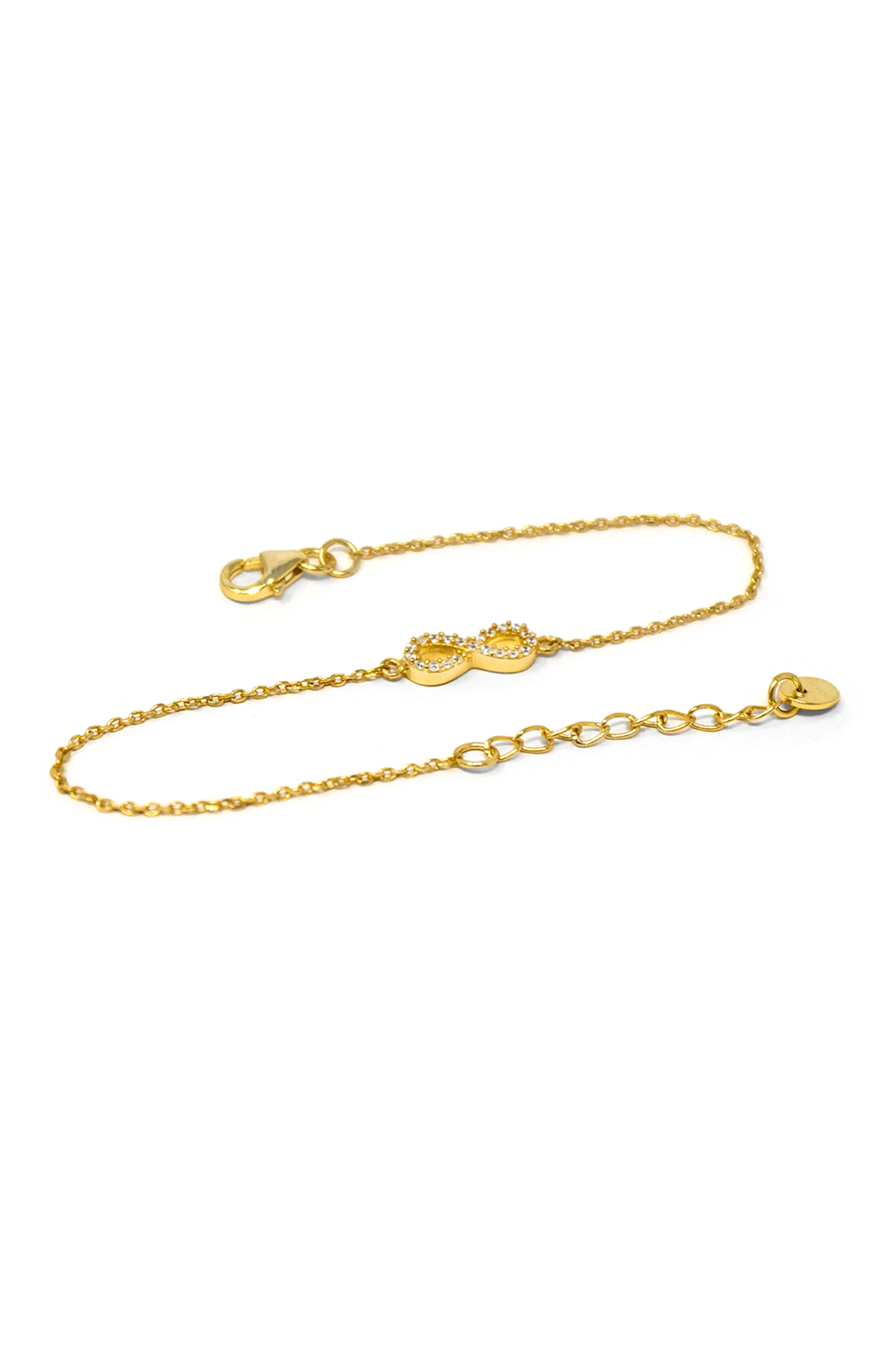 Pretty Tiny Infinity Gold Plated Sterling Silver Chain Bracelet