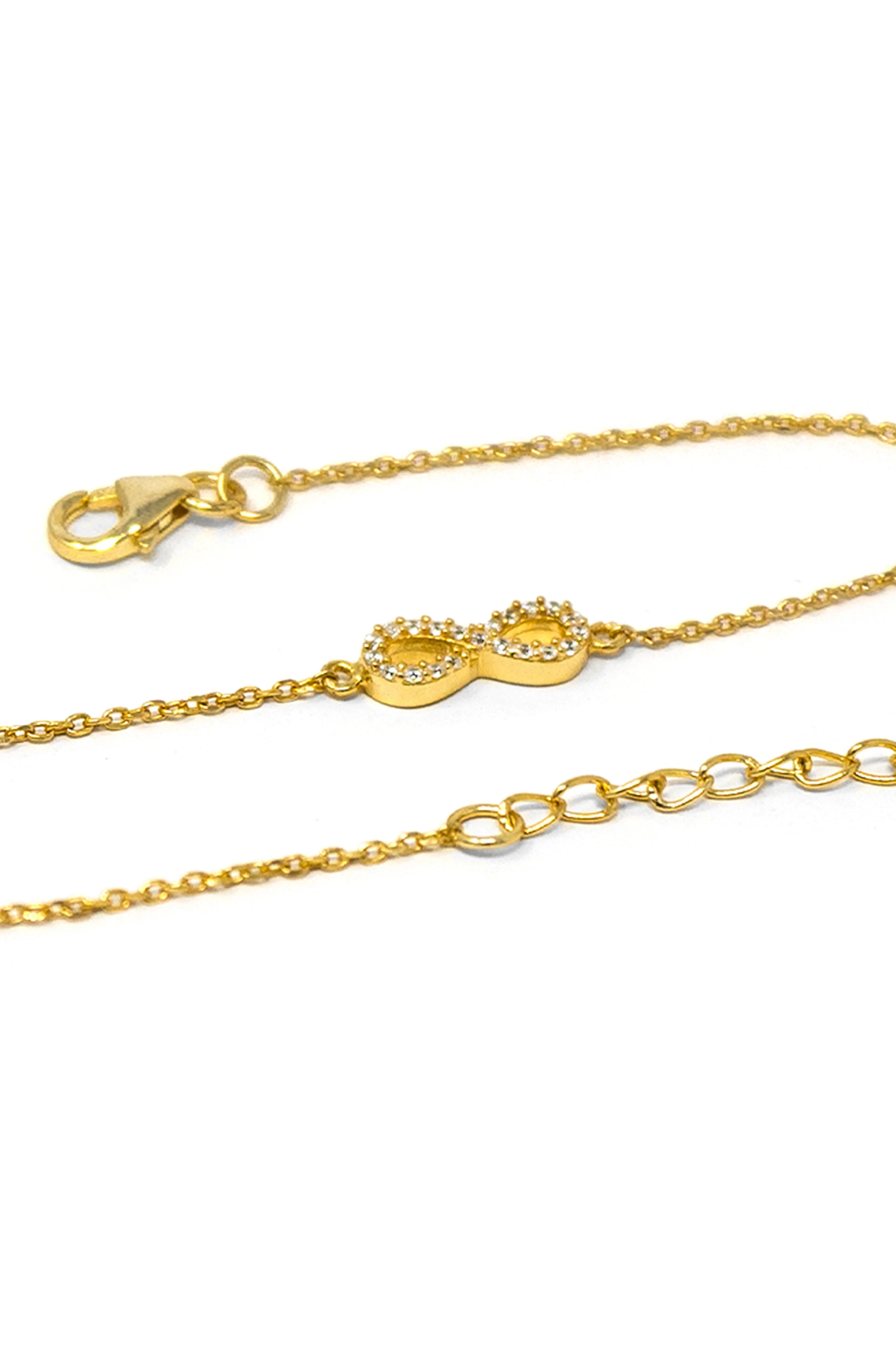 Pretty Tiny Infinity Gold Plated Sterling Silver Chain Bracelet