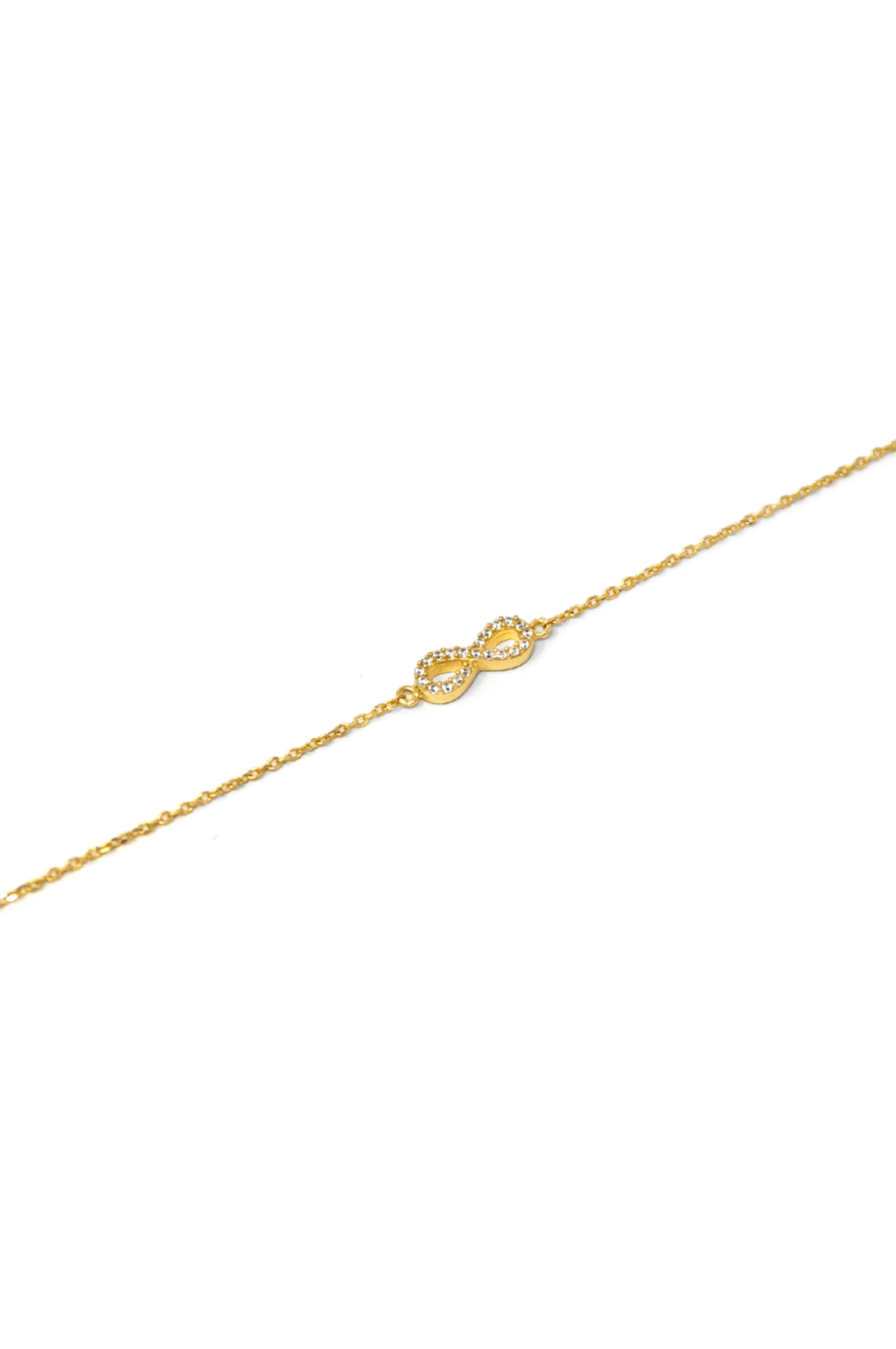 Pretty Tiny Infinity Gold Plated Sterling Silver Chain Bracelet