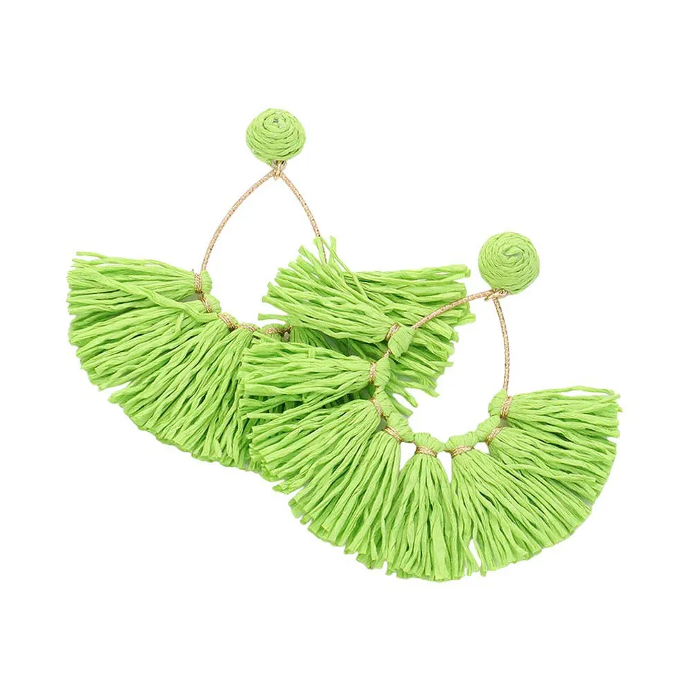 Raffia Fringe Fan Dangle Earrings