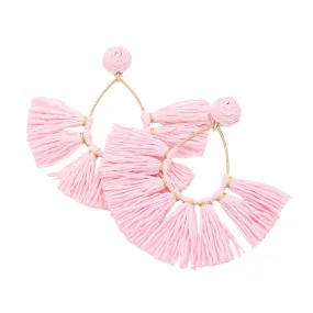 Raffia Fringe Fan Dangle Earrings