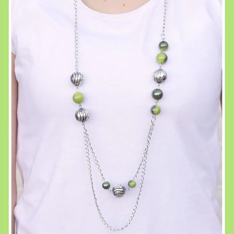 Right On Time Green Necklace