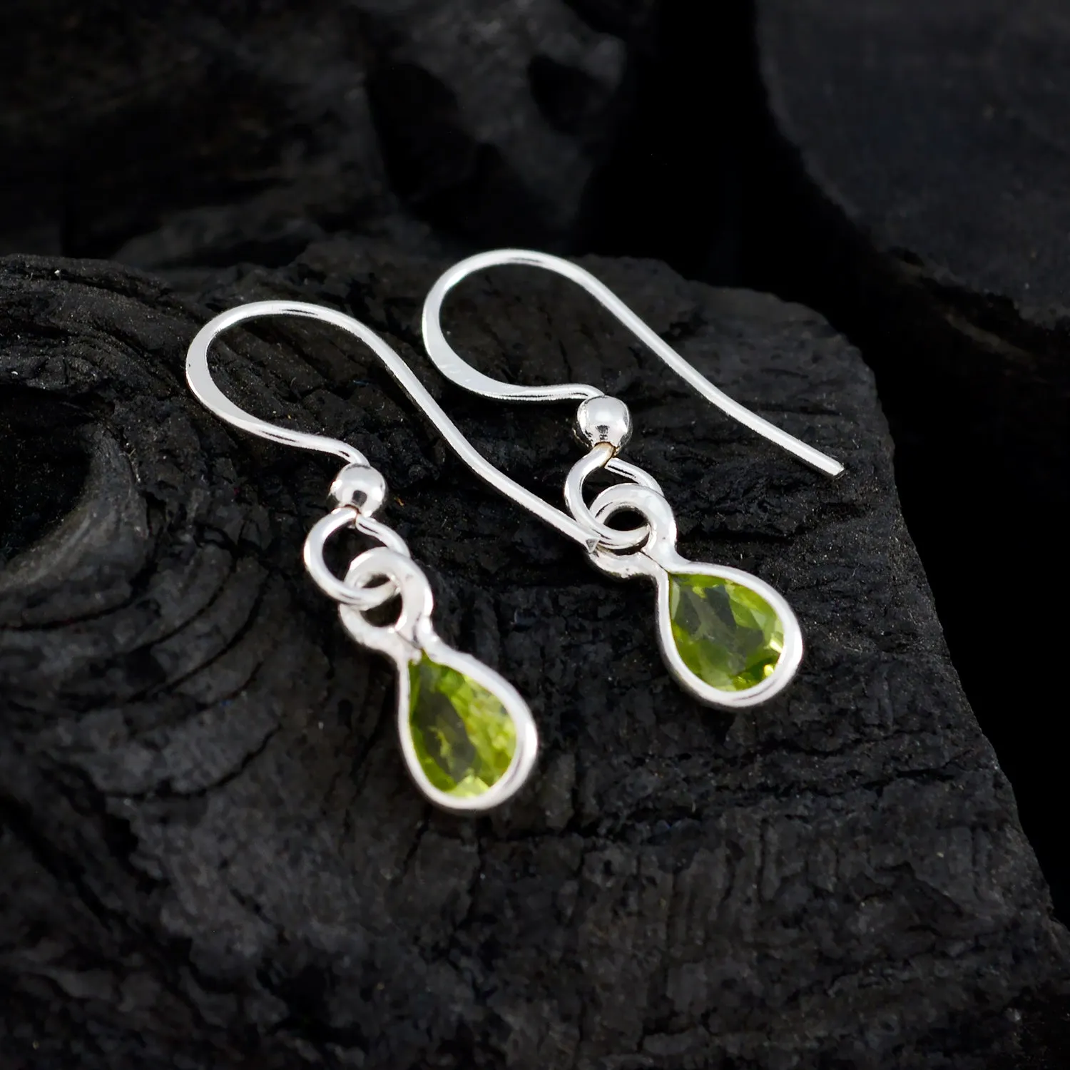 Riyo Genuine Gems pear Faceted Green Peridot Silver Earrings thanks giving gift