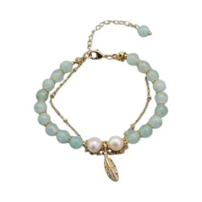 Romantic Charm Green Jade Natural Freshwater Pearls Bracelet