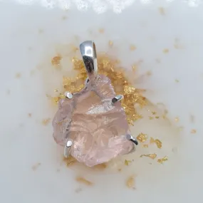 Rose Quartz rough cut Stone pendant