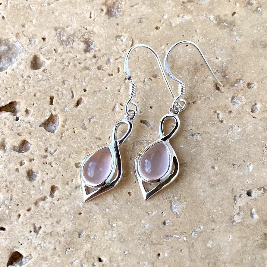 Rose Quartz Teardrop Earrings - Ciara