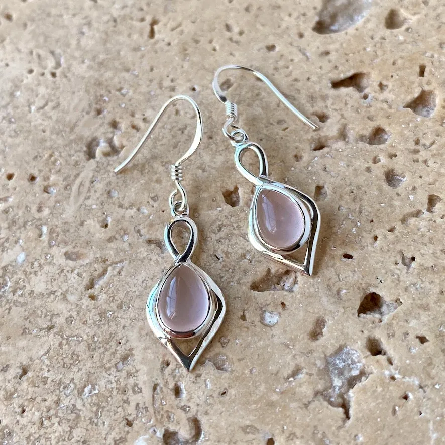 Rose Quartz Teardrop Earrings - Ciara