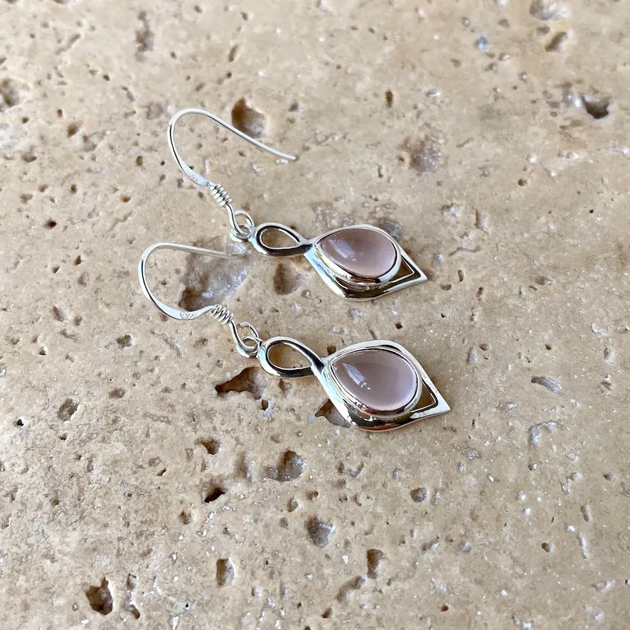 Rose Quartz Teardrop Earrings - Ciara