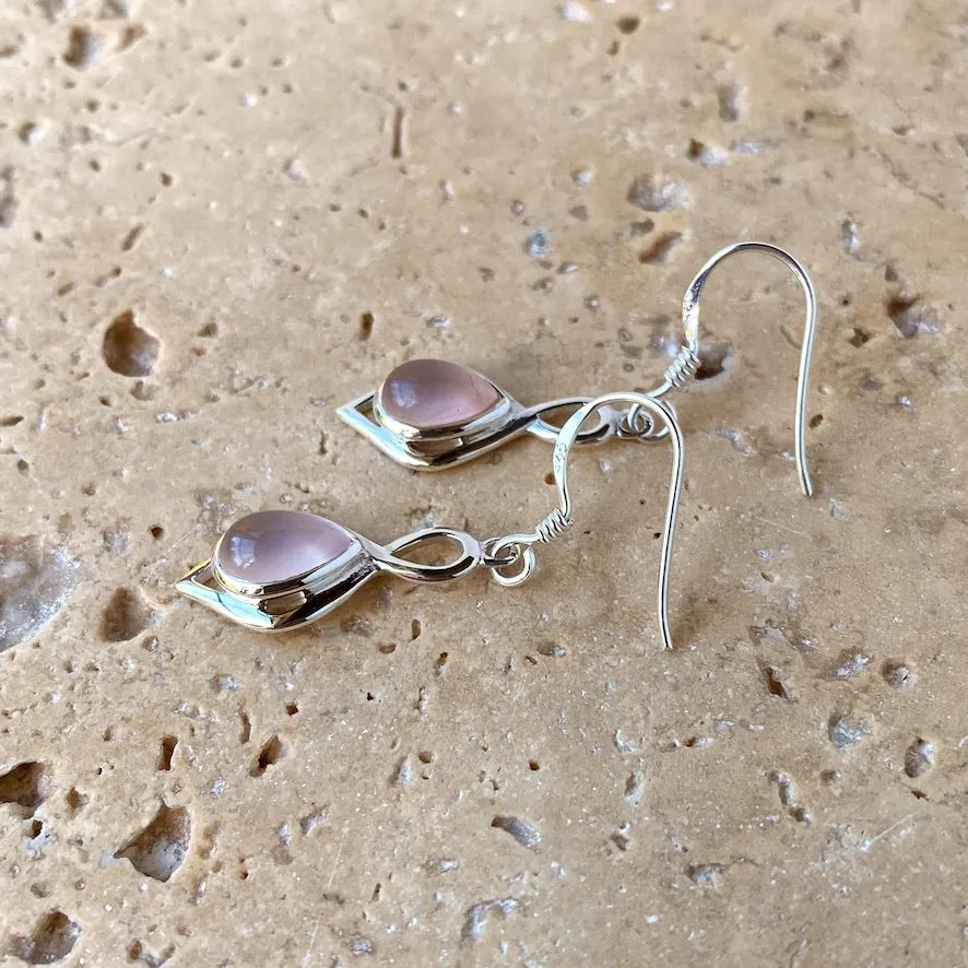 Rose Quartz Teardrop Earrings - Ciara