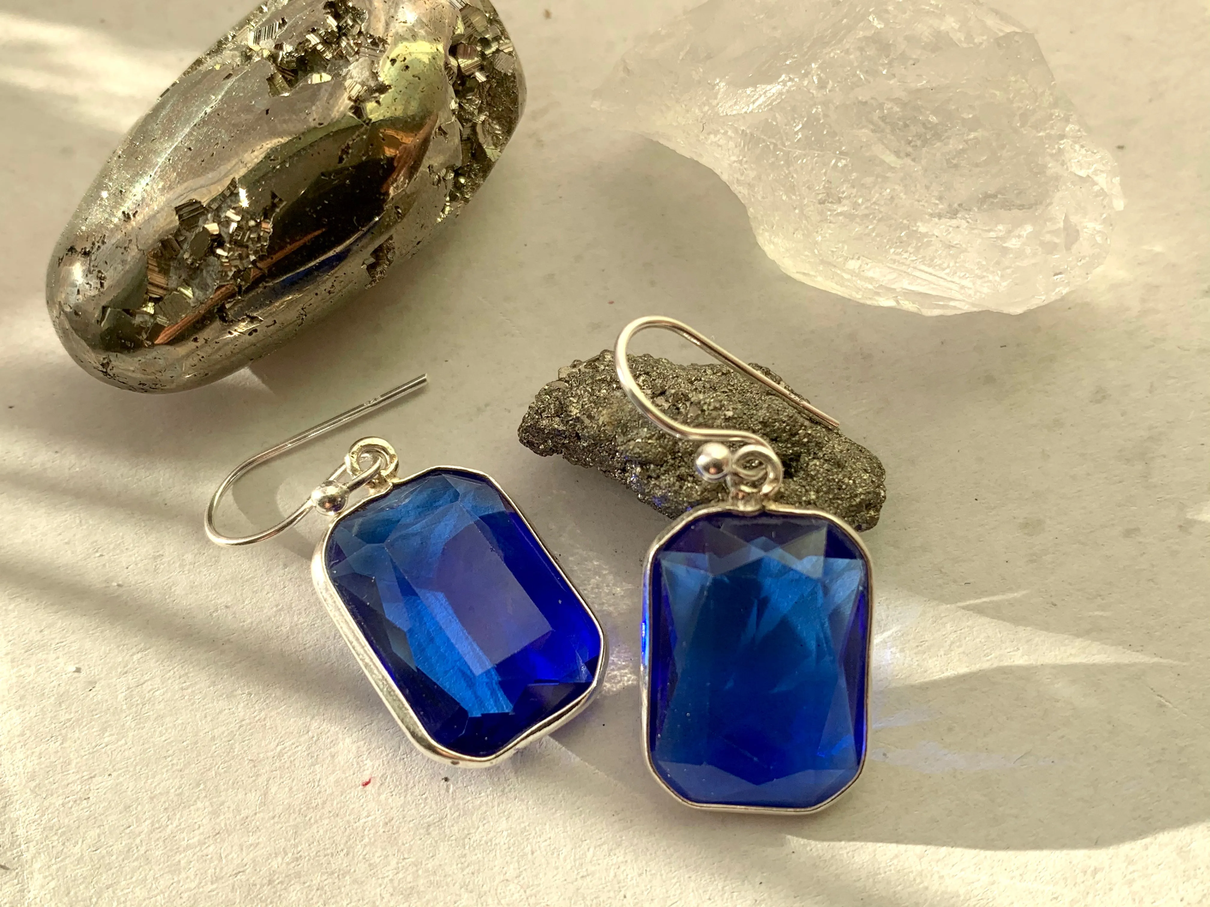 Royal Blue Quartz Adora Earrings - Small Rectangle