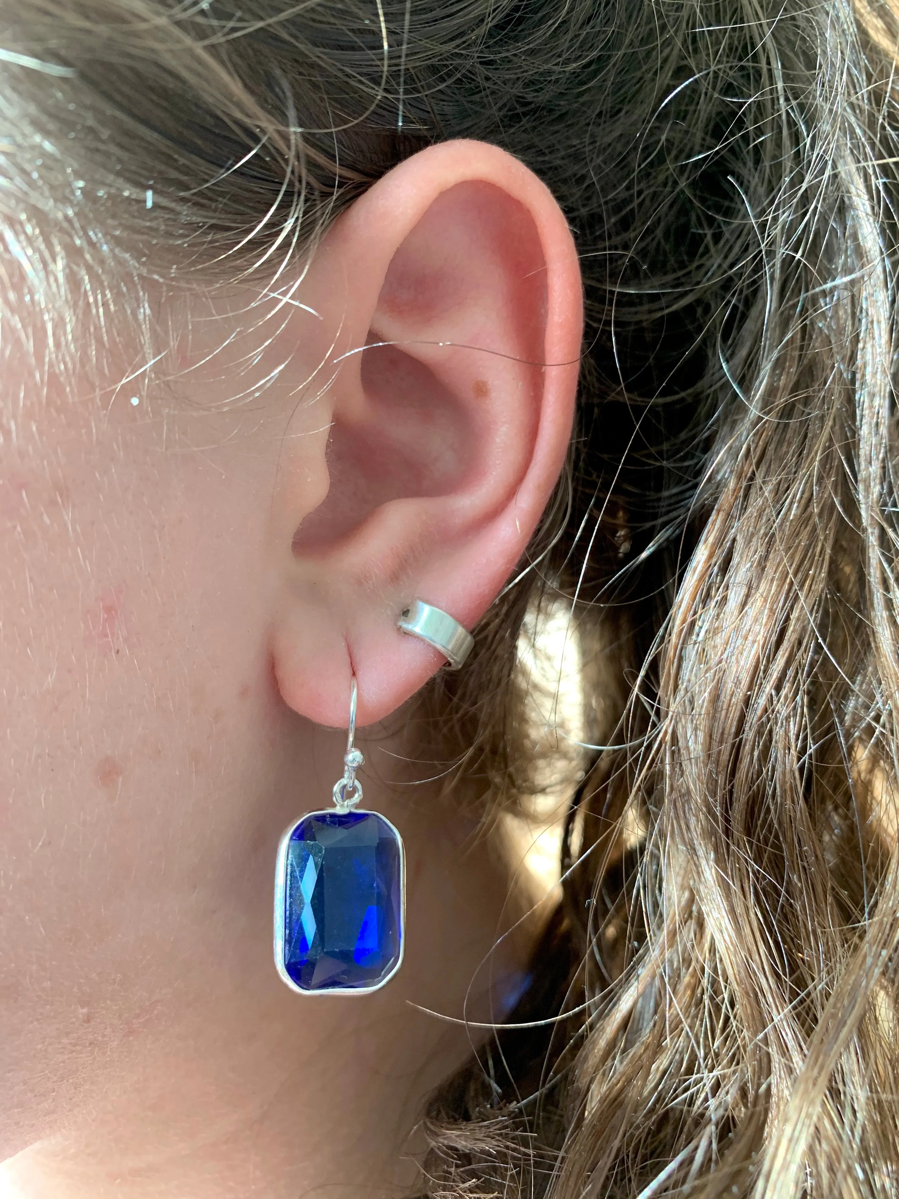 Royal Blue Quartz Adora Earrings - Small Rectangle