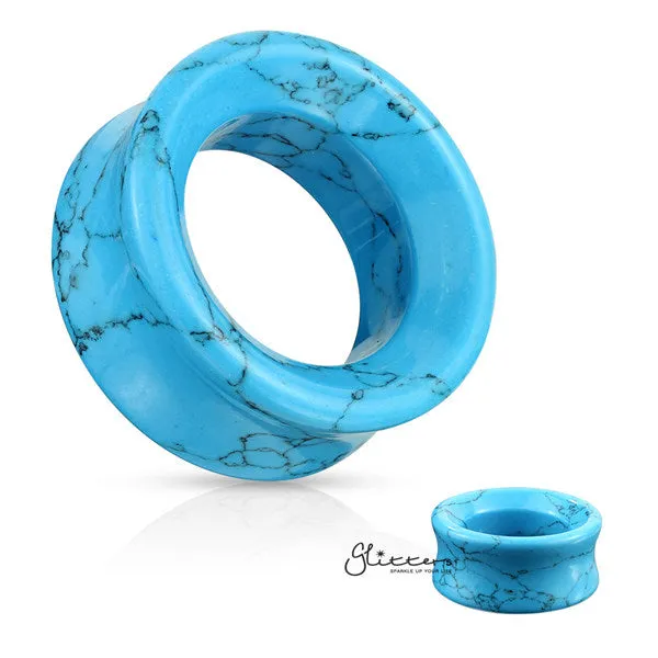 Semi Precious Turquoise Stone Double Flared Saddle Tunnel