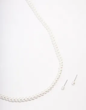 Silver Basic Pearl Strand Jewellery Set