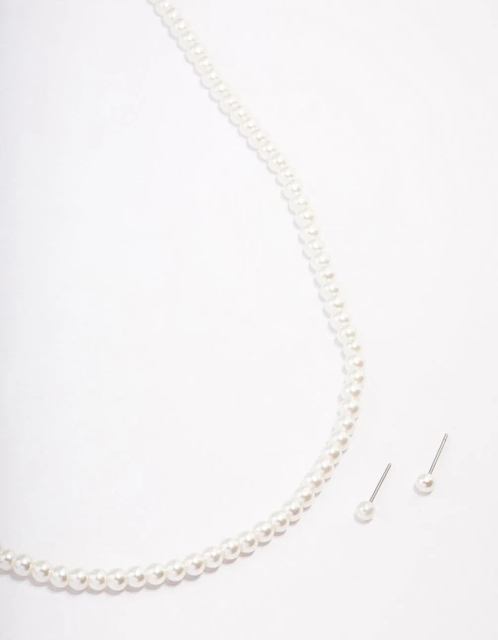 Silver Basic Pearl Strand Jewellery Set