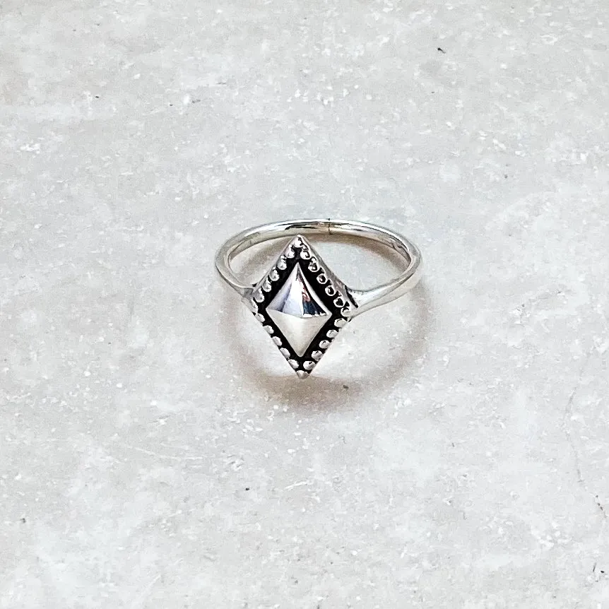 Silver Diamond Shaped Ring