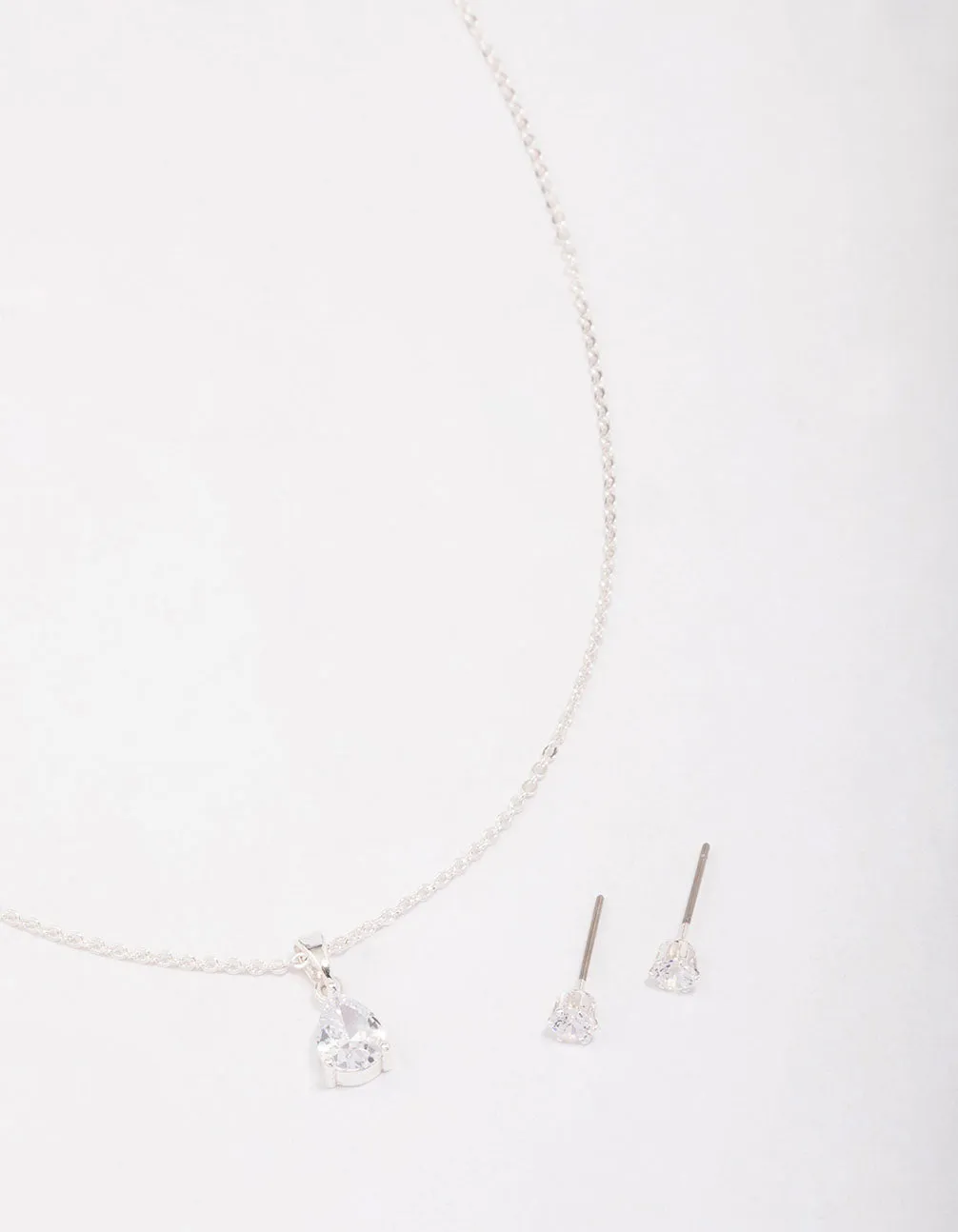 Silver Pear Drop Jewellery Set