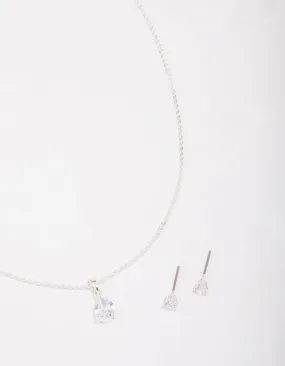 Silver Pear Drop Jewellery Set