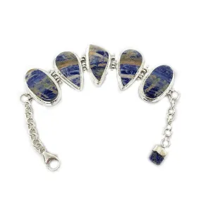 Sodalite Gemstone Silver Boho Bracelet