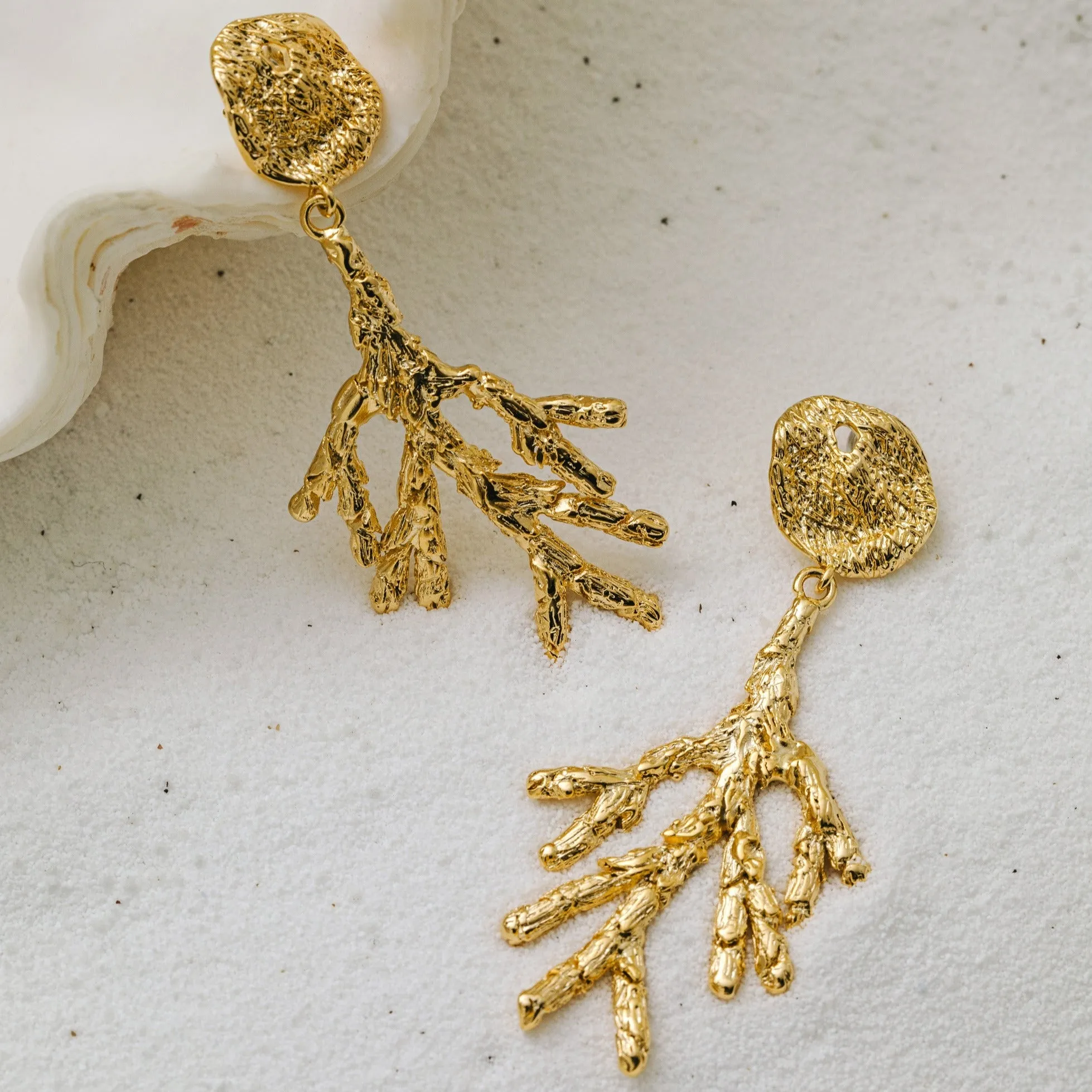 Statement Coral Drop Earrings