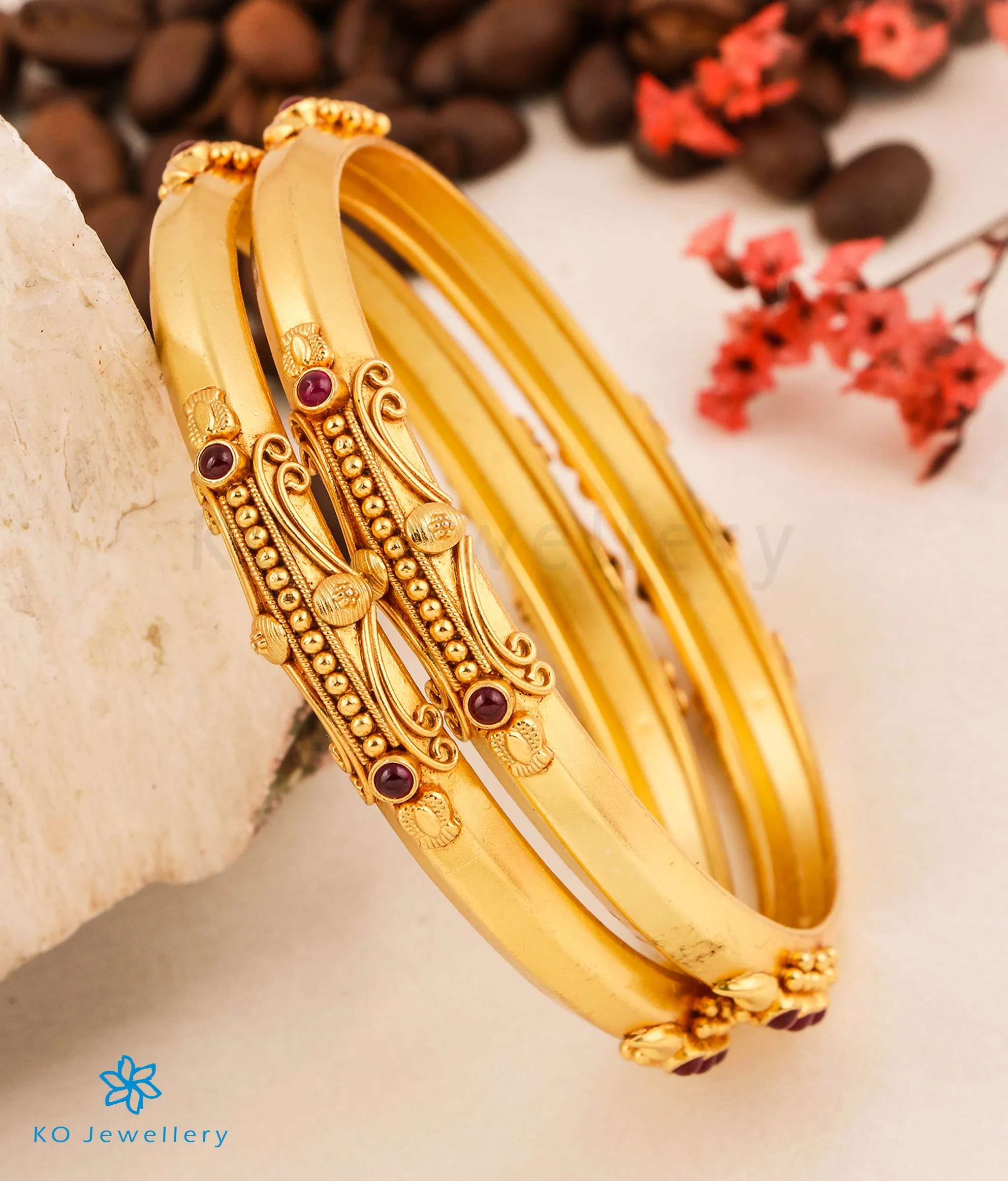 The Kumudini Antique Silver Coorgi Bangle (Size 2.2/2.6/2.8)