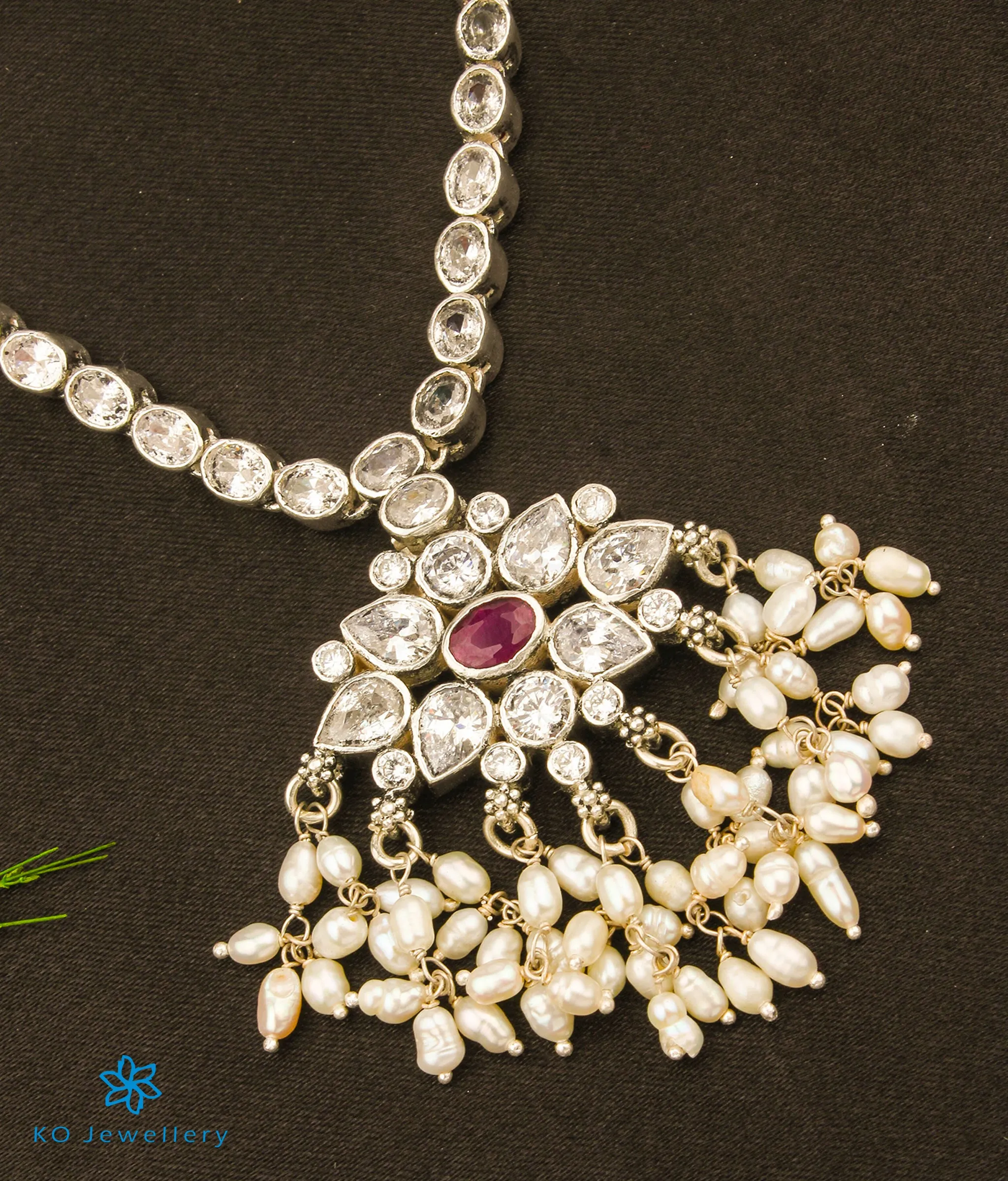 The Riddhi Silver Navratna Reversible Necklace