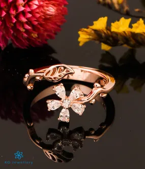 The Sparkling Flower Silver Open Rosegold Finger Ring