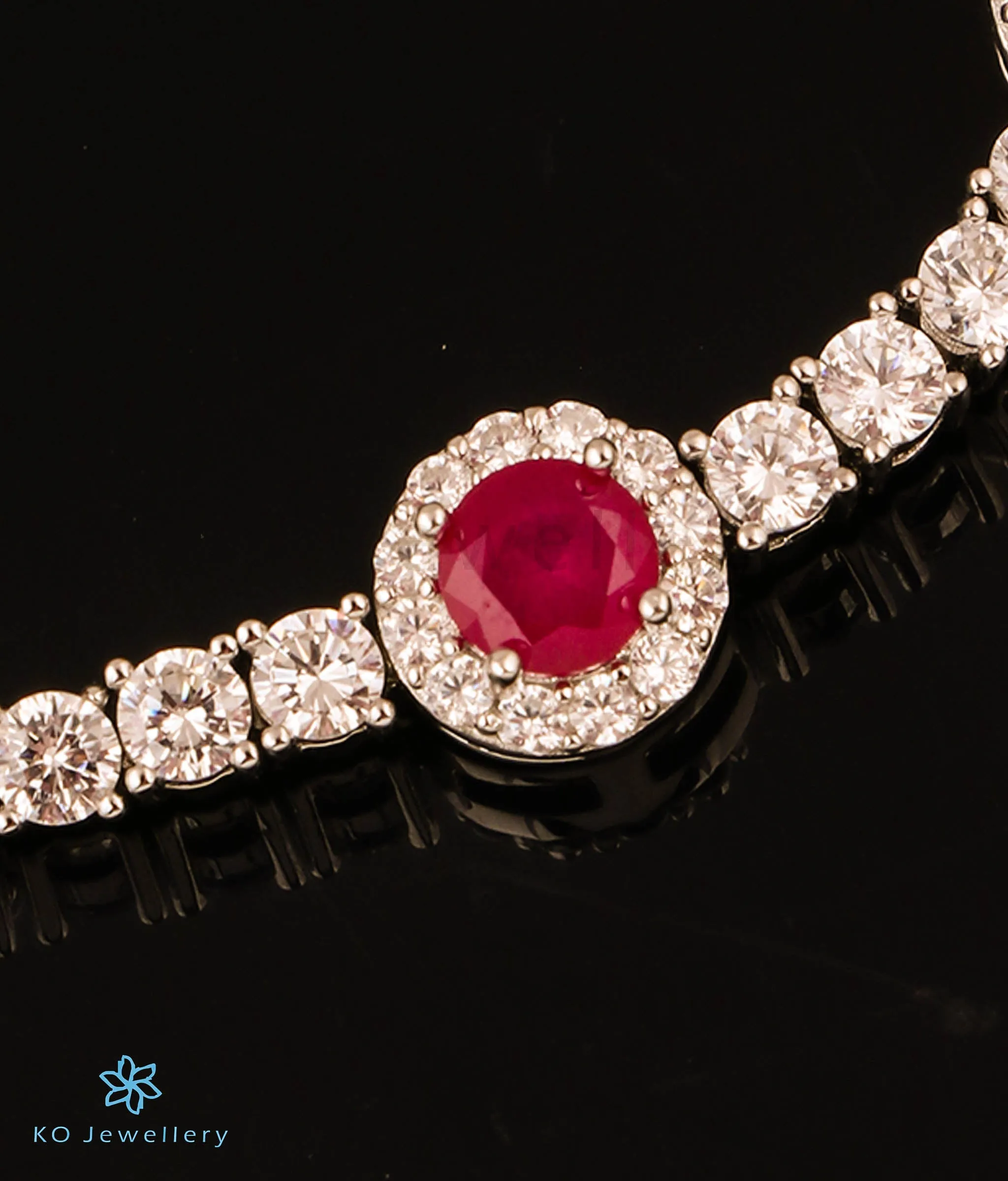 The Sparkling Ruby Adjustable Silver Bracelet