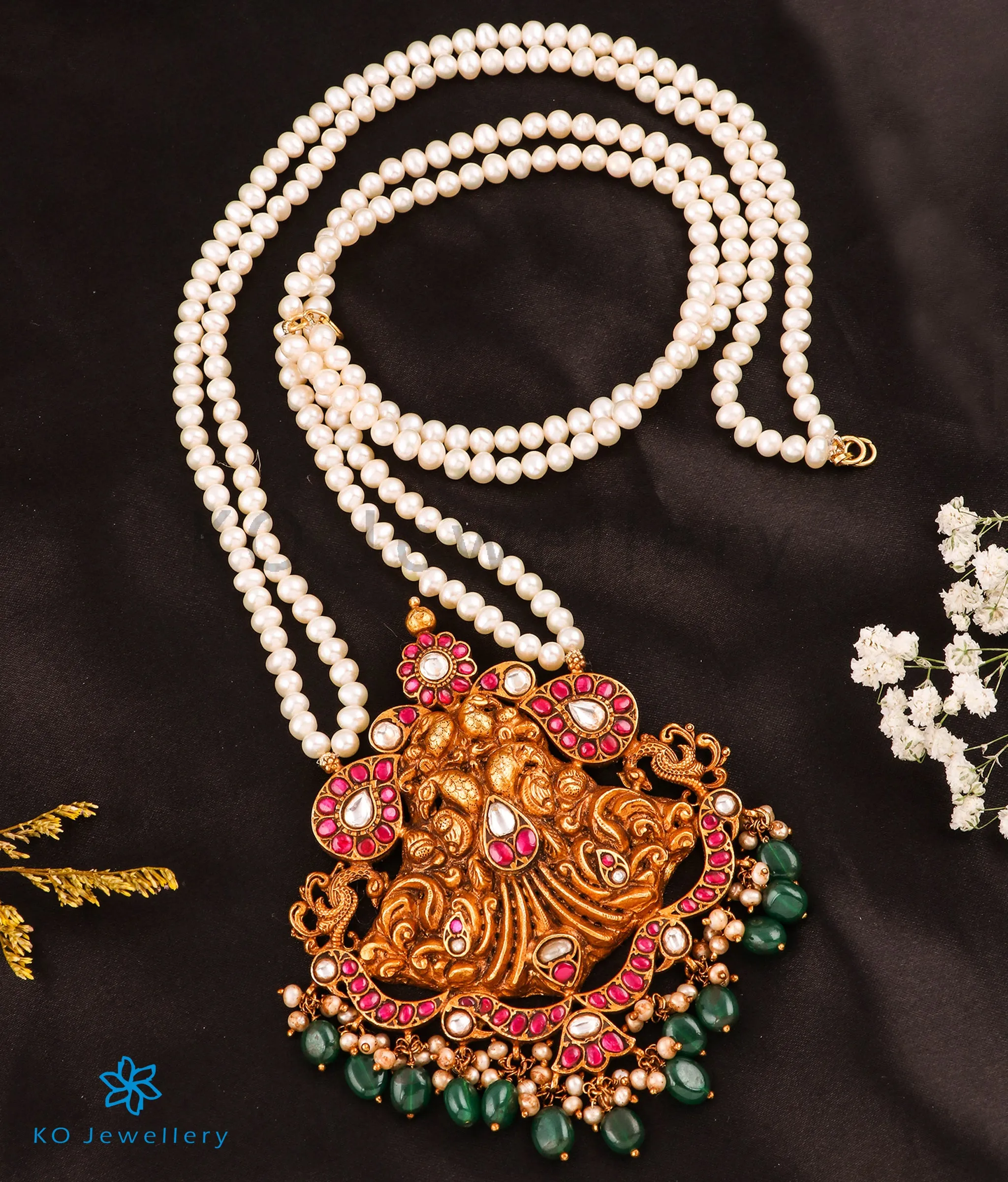 The Suhana Silver Kundan Peacock Pearl Necklace